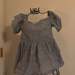 American Eagle Outfitters Blue and White Striped Blouse